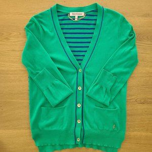 Juicy Couture Green Striped Cardigan Sz. Small